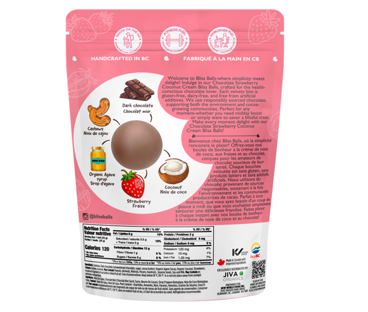Chocolate Strawberry Coconut Cream Bliss Balls (x6 Balls)